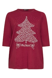 Yours Curve Red Christmas Tree Novelty T-Shirt - Image 5 of 5