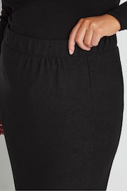 Yours Curve Black Side Split Textured Tube Skirt - Image 5 of 6