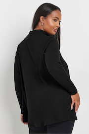 Yours Curve Black Quarter Zip Rib Top - Image 3 of 5