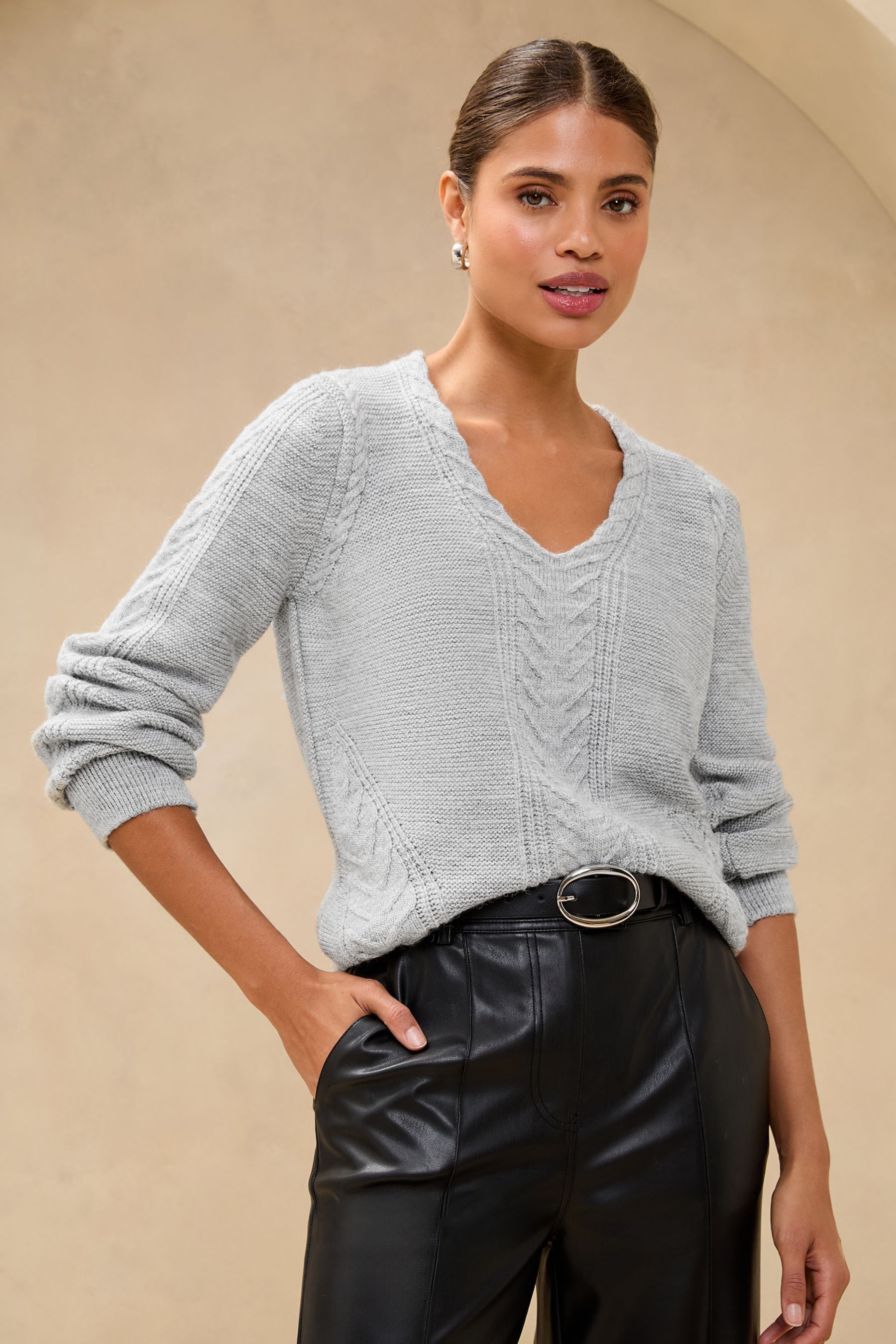 Buy Lipsy Grey Longline Cable Knit Jumper from the Next UK online shop