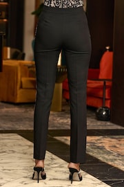 Sosandar Black Satin Stripe Tapered Leg Trousers - Image 4 of 5