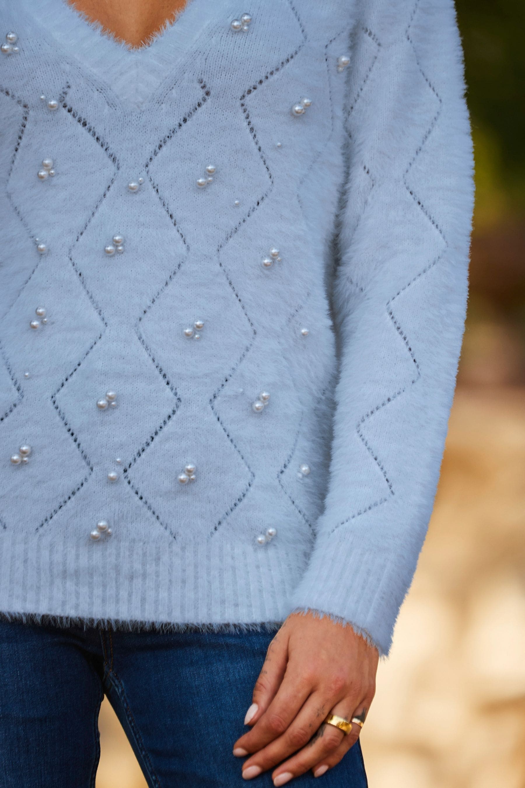 Buy Sosandar Pointelle Pearl Embellished Jumper from Next Ukraine