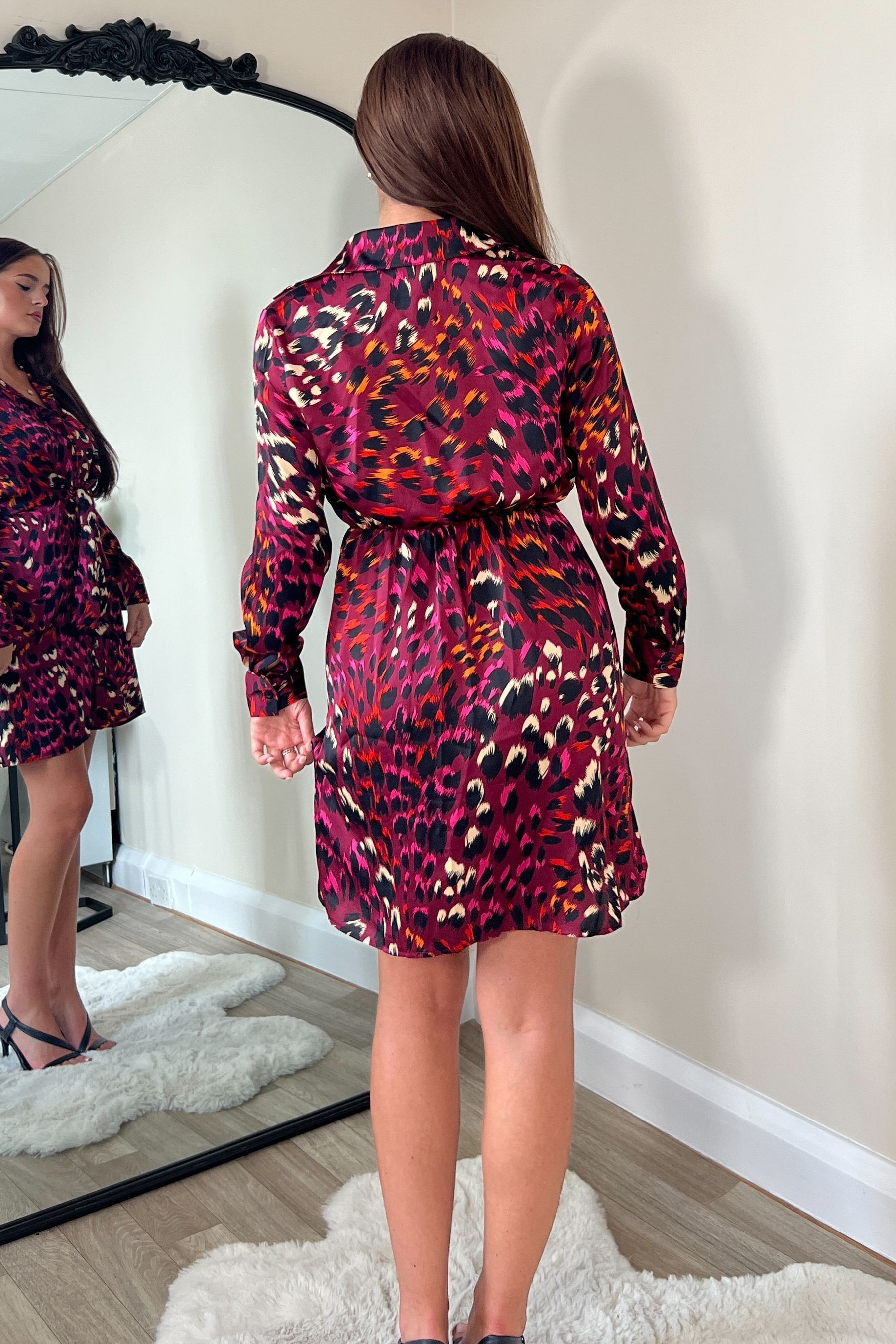 Girl In Mind Red Verity Animal Print Tie Front Mini Dress