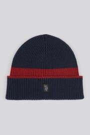 U.S. Polo Assn Blue Logo Patch Knit Beanie - Image 1 of 3