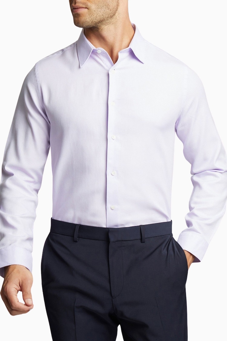 Ted Baker Tailoring Purple 100% Cotton Dalton Lilac Texture Shirt - Image 1 of 3