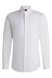 BOSS White Easy-Iron Slim-Fit Shirt In Stretch Cotton - Image 6 of 6