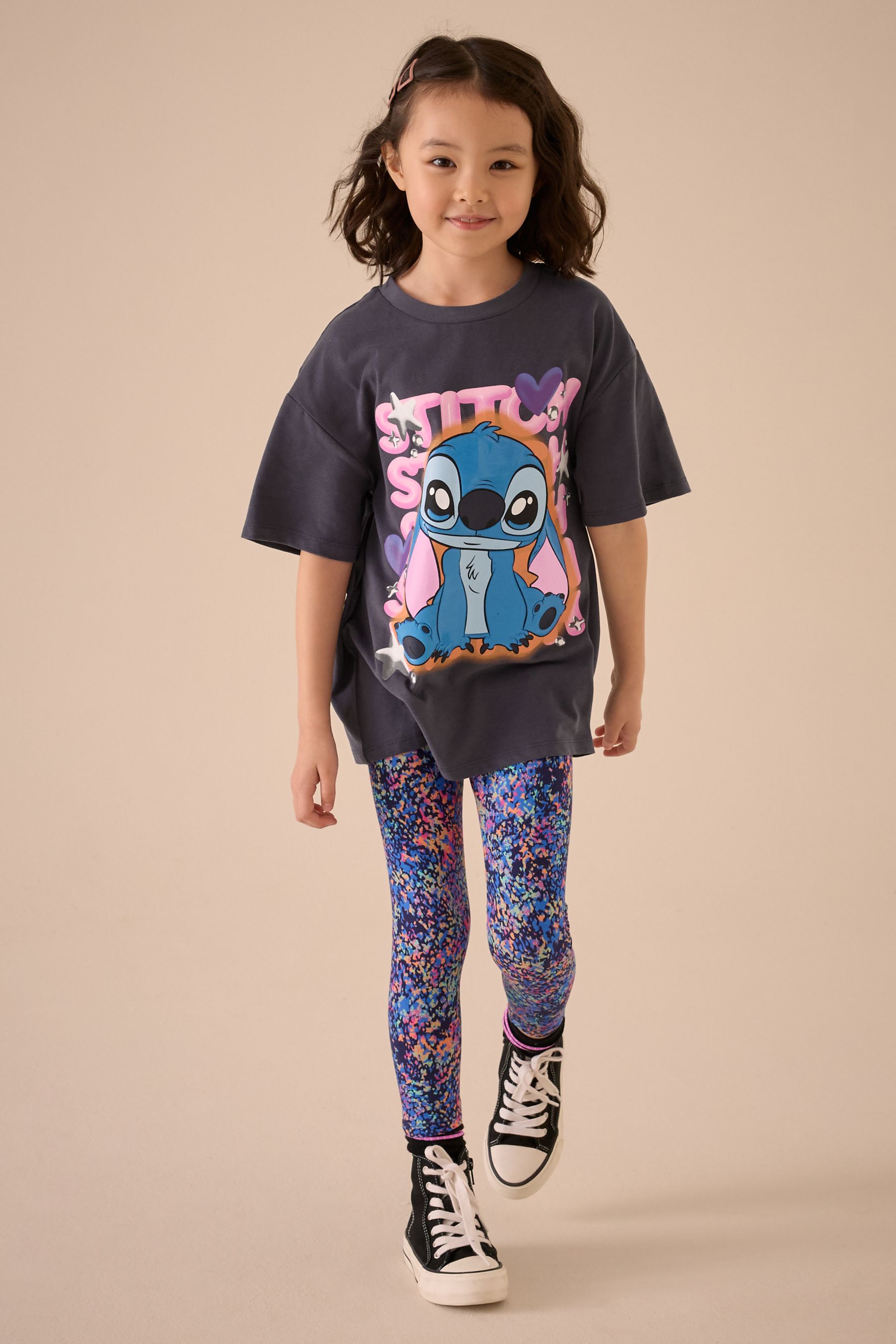 Buy Charcoal Grey Oversized Disney Lilo and Stitch License 100 Cotton T Shirt 3 16yrs from the Next UK online shop