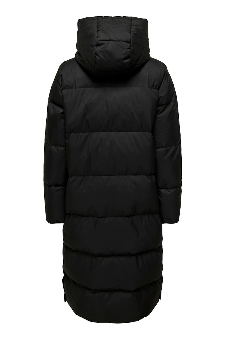 ONLY Black Down Hooded Long Puffer Coat - Image 7 of 7