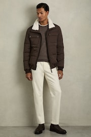 Reiss Brown Misty Faux-Fur Collar Puffer Jacket - Image 3 of 7