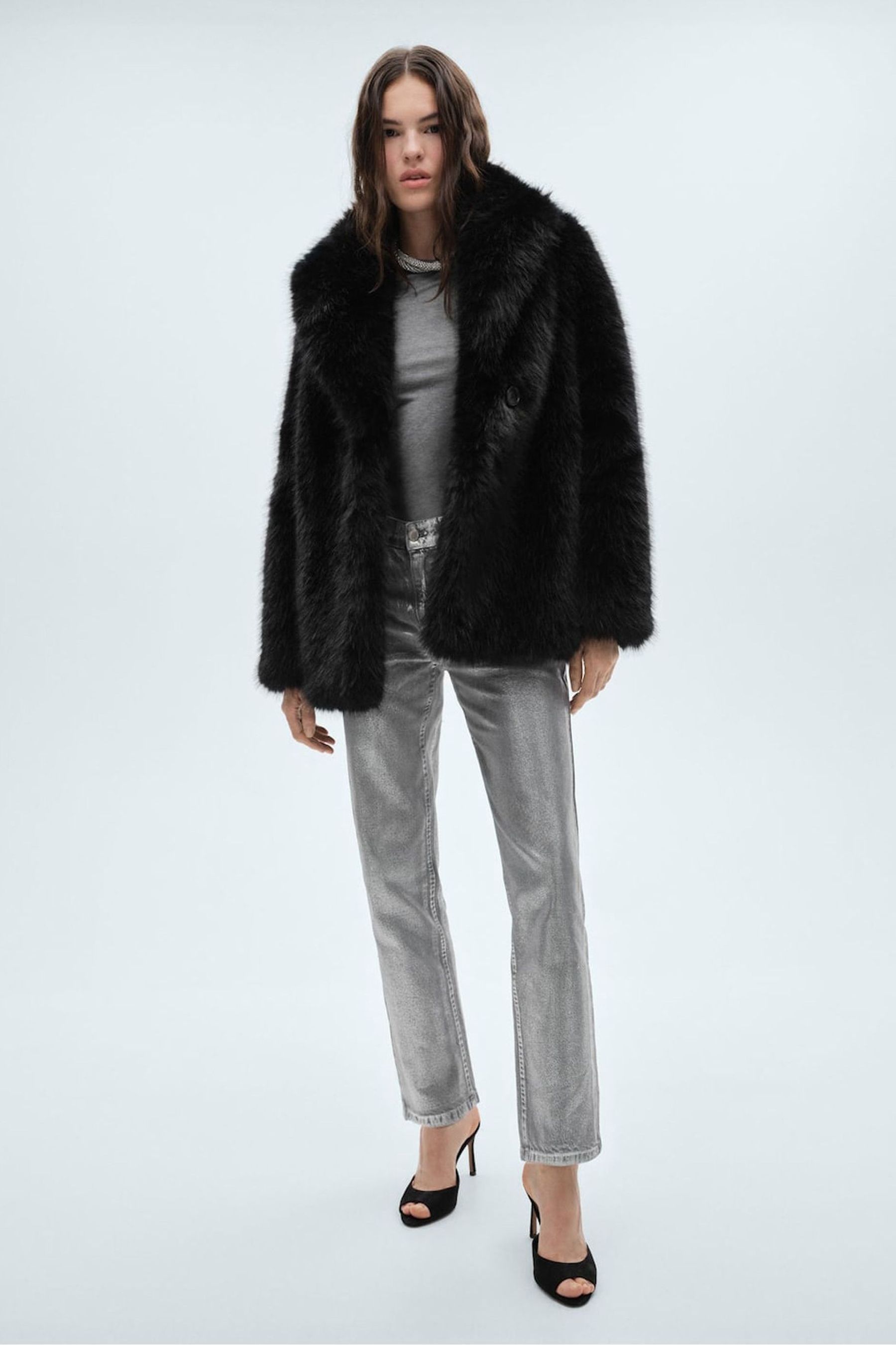 Buy Mango Black Faux Fur Coat from the Next UK online shop