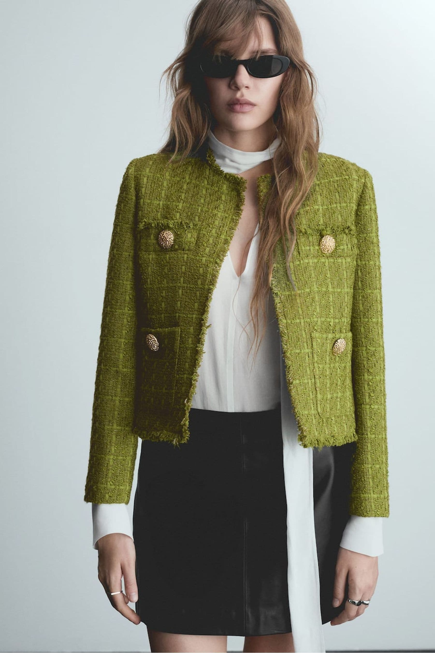 Mango tweed cotton jacket sales