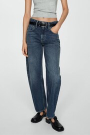 Mango Blue High Rise Barrell Leg 100% Cotton Jeans - Image 2 of 7