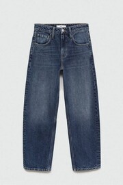 Mango Blue High Rise Barrell Leg 100% Cotton Jeans - Image 7 of 7