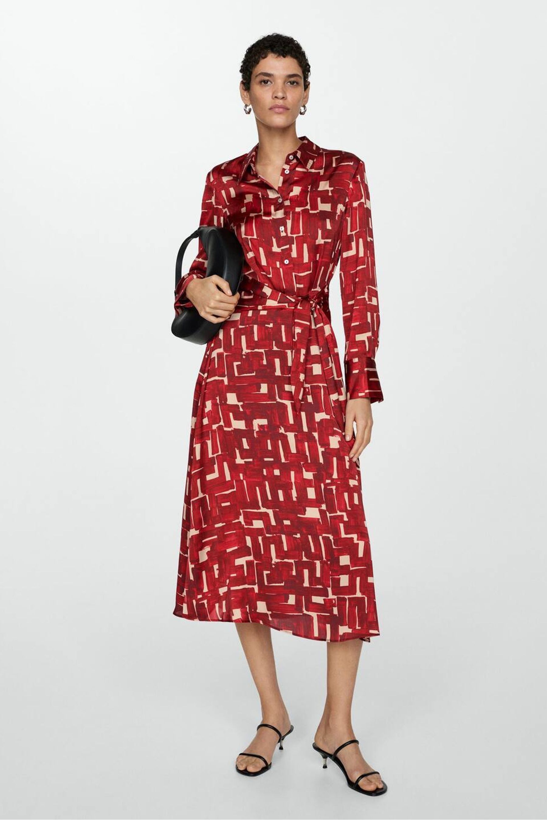 Printed shirt dress mango cheap