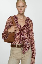 Mango Red Ruffles Printed Blouse - Image 3 of 6