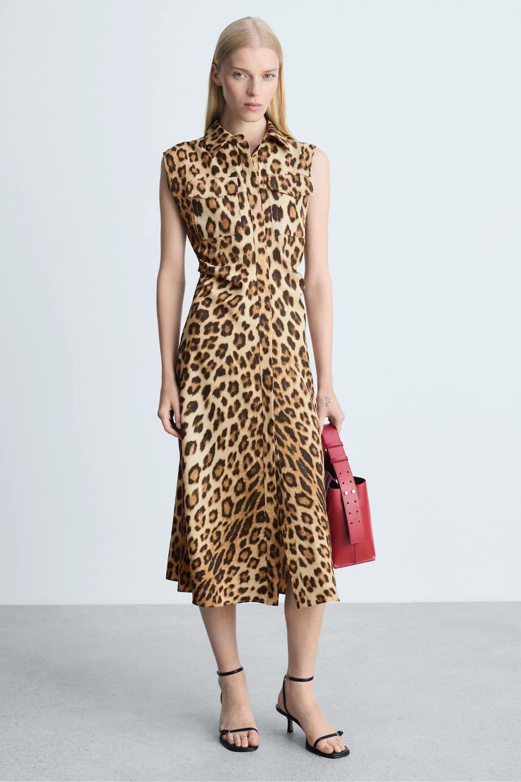 Buy Mango Animal Leopard Print Shirt Midi Dress from the Next UK online shop