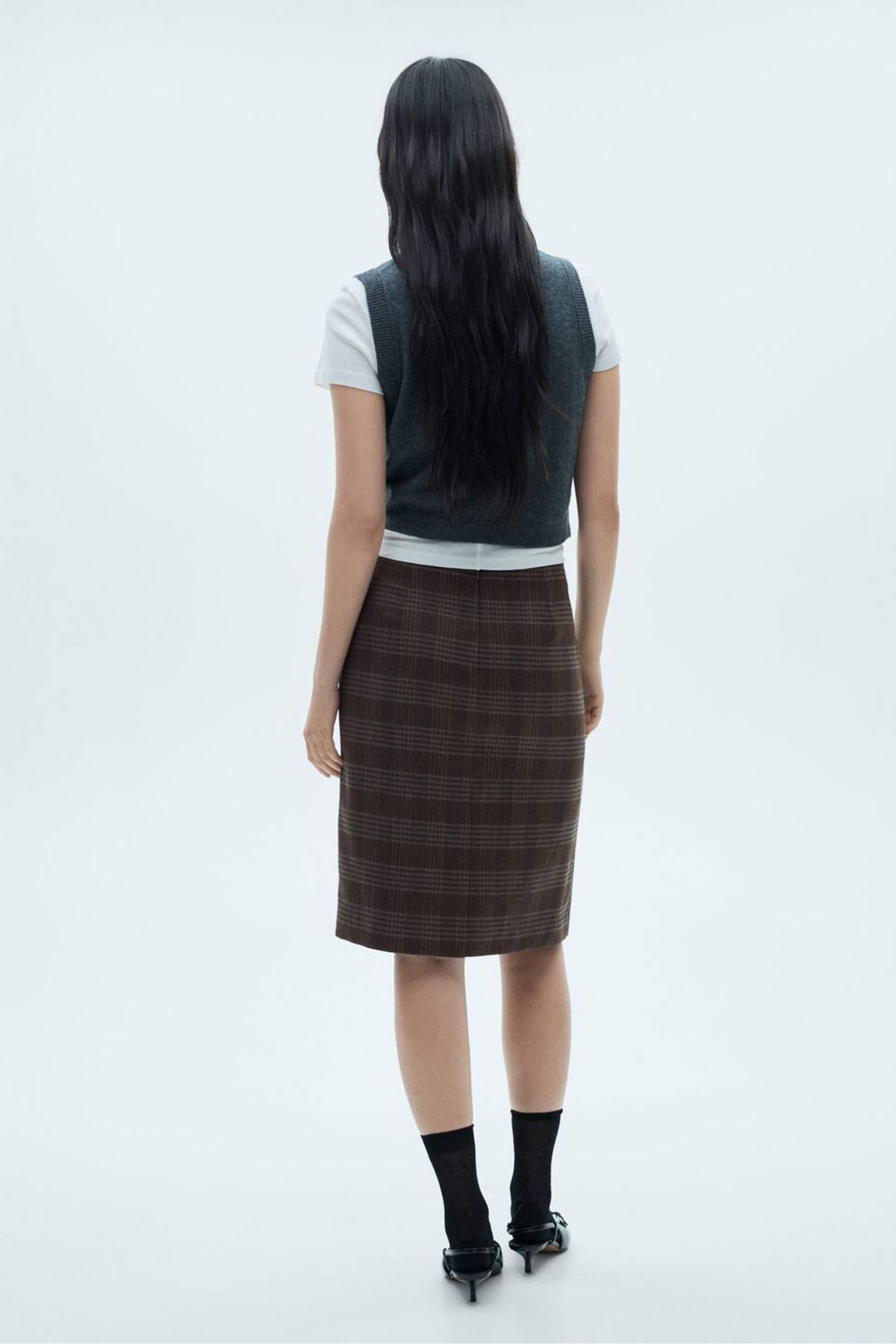 Buy Mango Grey Check Skirt With Double Belt from the Next UK online shop