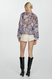 Mango Blue Paisley Boho Blouse With Ruffles - Image 3 of 7