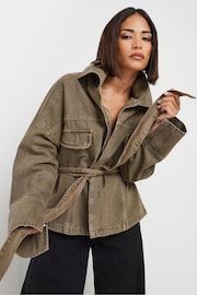 PixieGirl Petite Green 100% Cotton Utility Jacket - Image 1 of 5