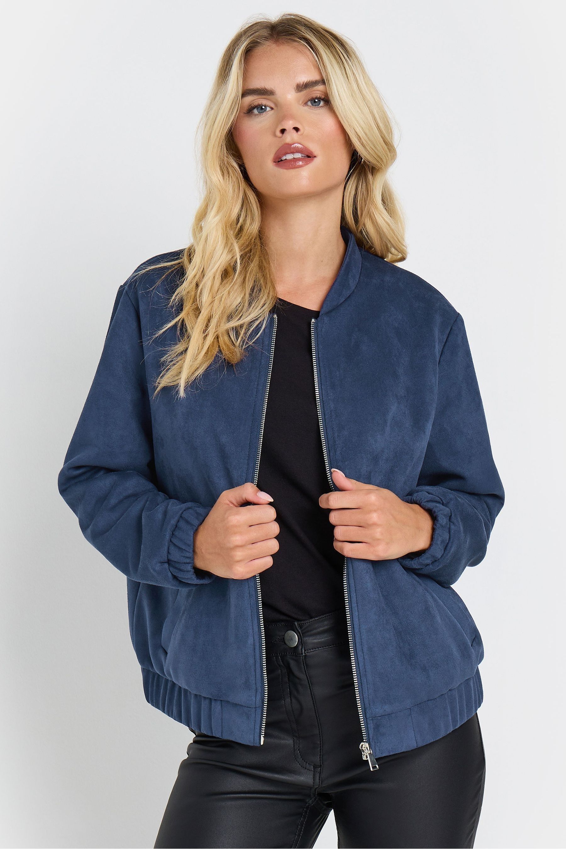 M Co Petite Suede Bomber Jacket