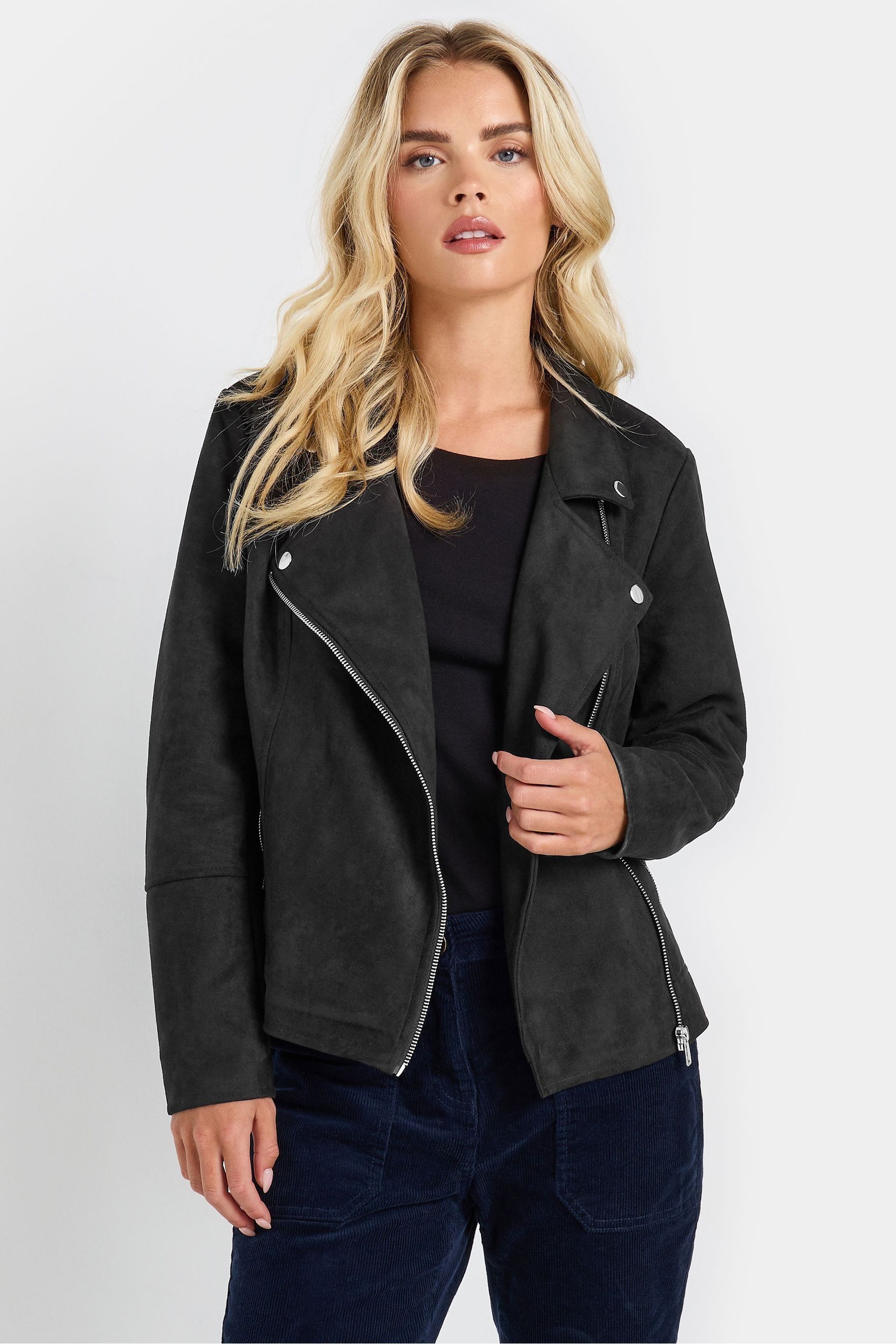 Buy M Co Black Petite Suede Biker Jacket from the Next UK online shop