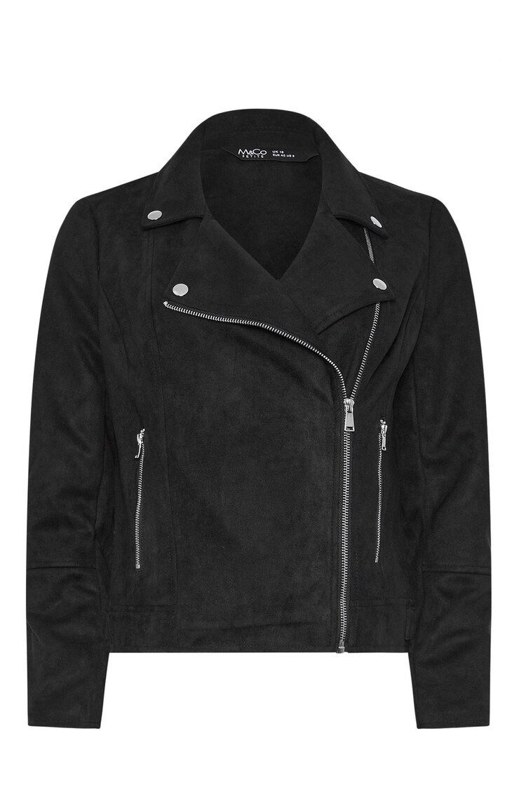 M&Co Black Petite Suede Biker Jacket - Image 5 of 5