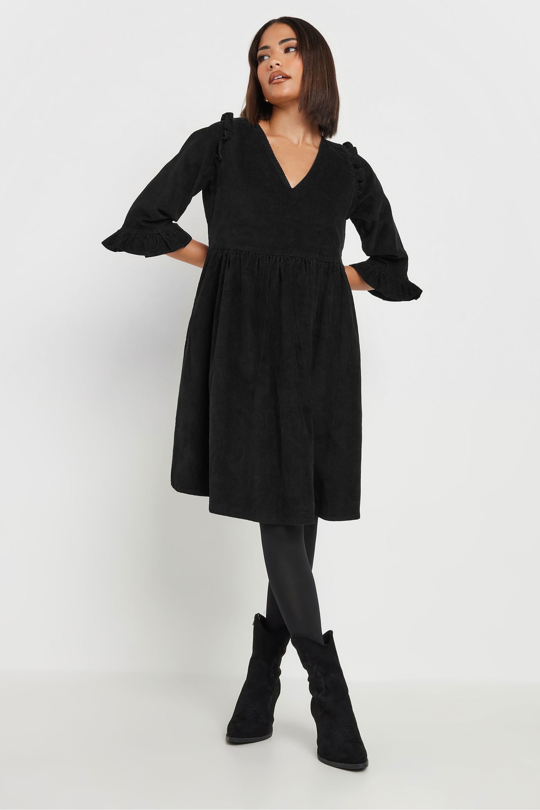 Petite black smock dress best sale