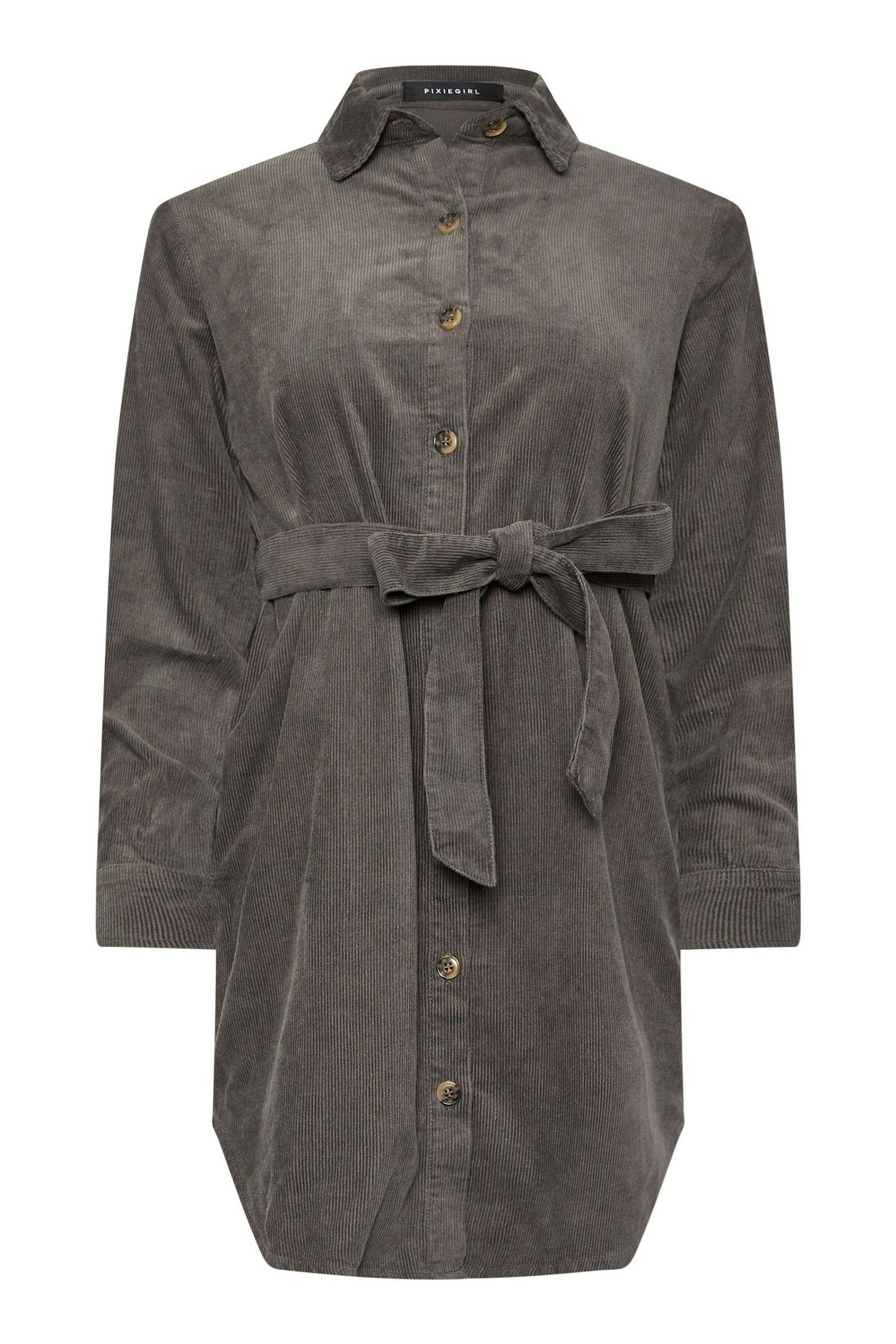 Buy PixieGirl Petite Grey Cord Shirt Dress from Next Luxembourg