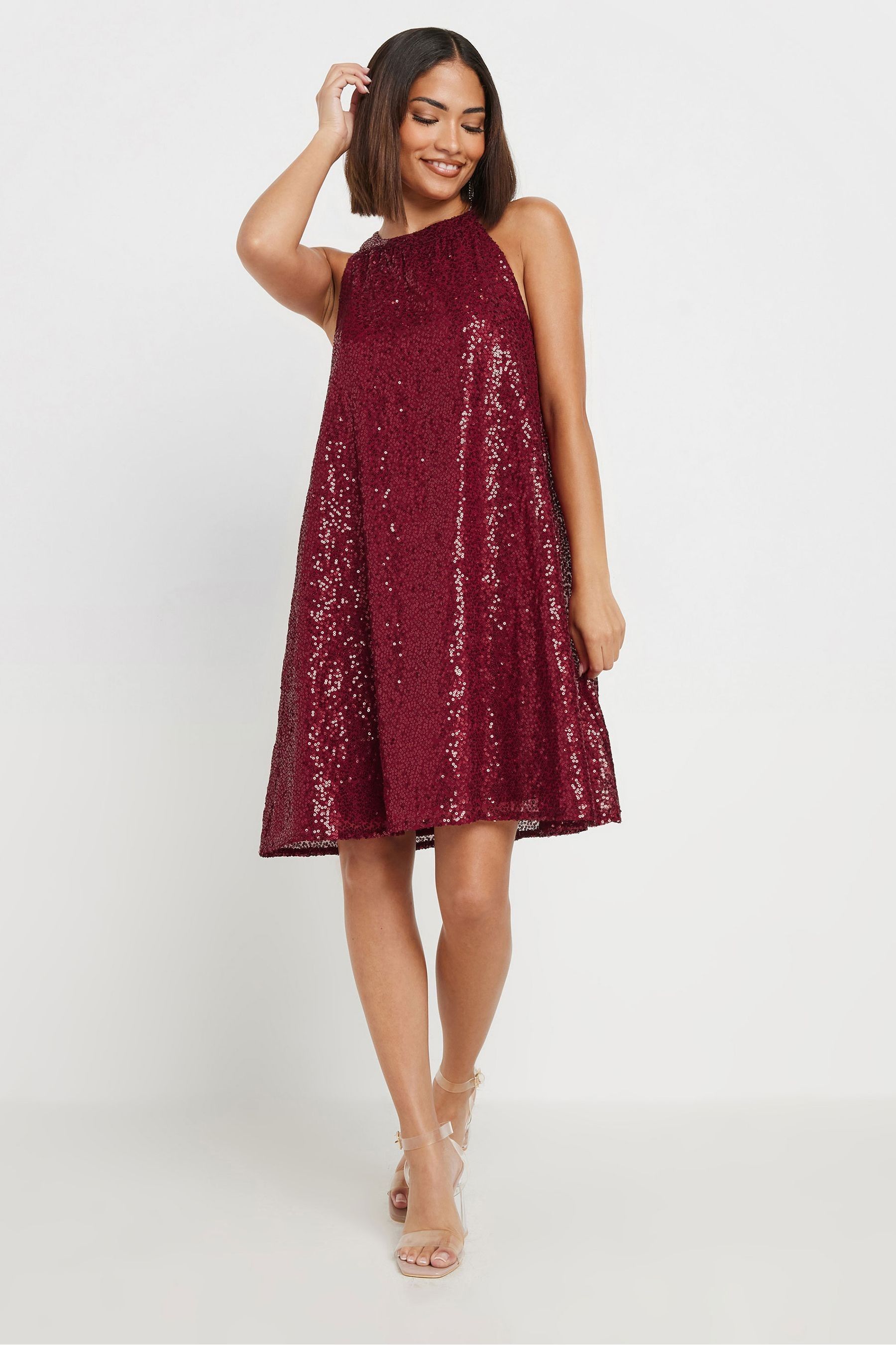 Red sequin swing dress hot sale