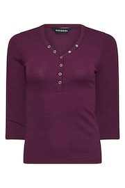 PixieGirl Petite Red Long Sleeve Henley Top - Image 5 of 5