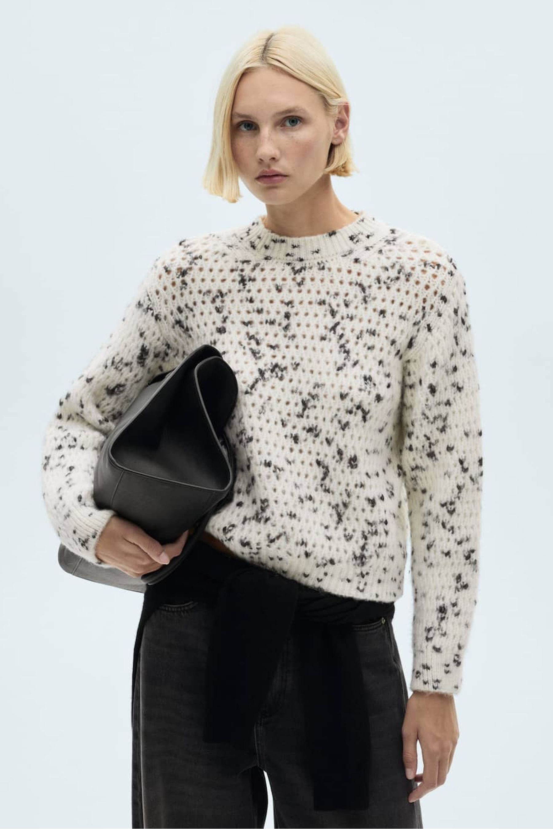 Buy Mango Cream Marbled Openwork Knitted Sweater from the Next UK online shop