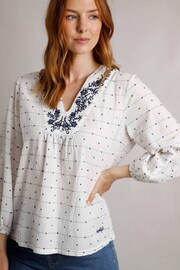 Weird Fish Olivia 100% Cotton Dobby White Blouse - Image 2 of 8