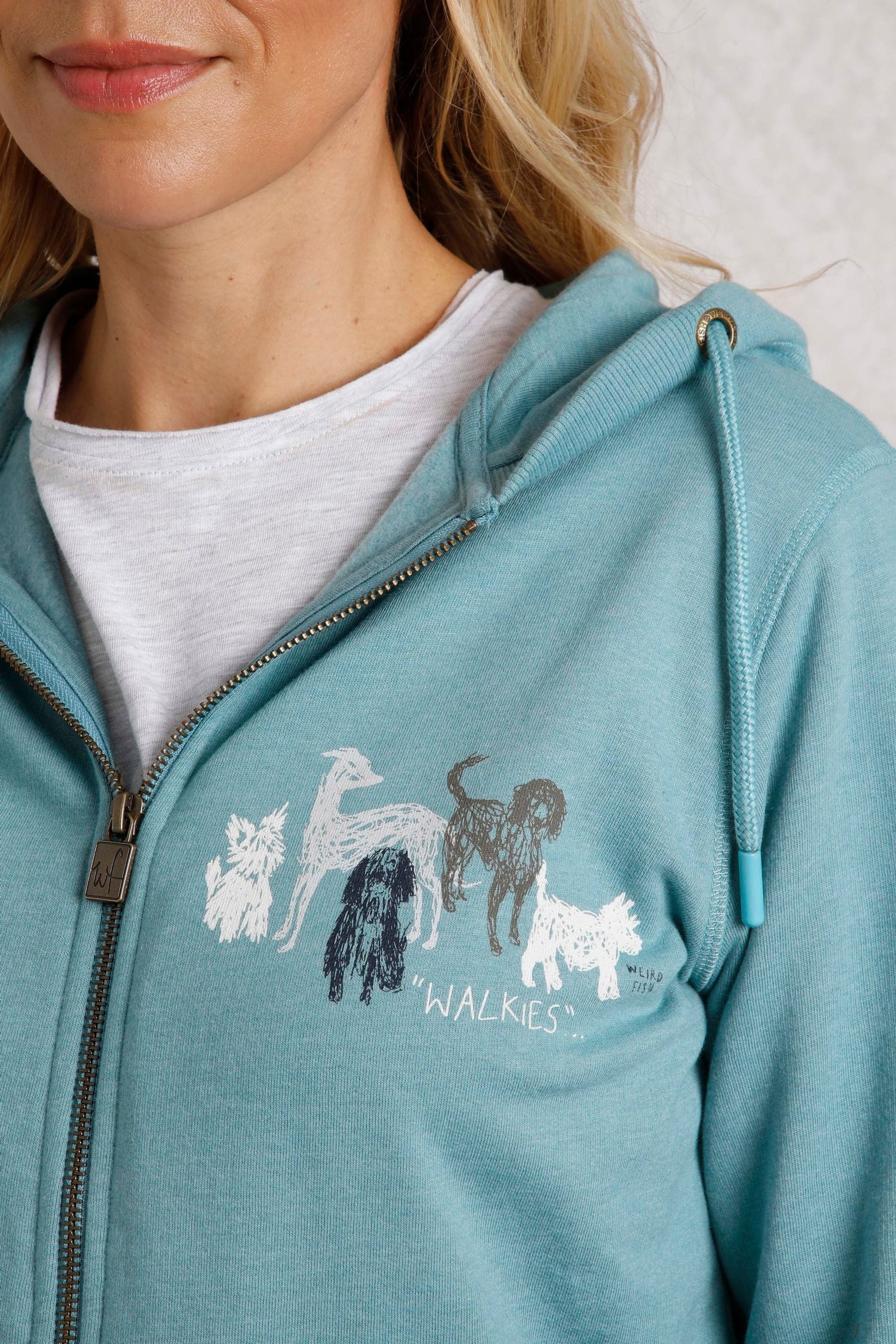 Blau Weird Fish Weird Fish Franchises Eco Graphic Printed Full Zip 100 Cottton Hoodie