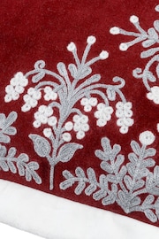 Paoletti Red Winter Bloom Floral Print Embroidered Cream Cushion - Image 4 of 4