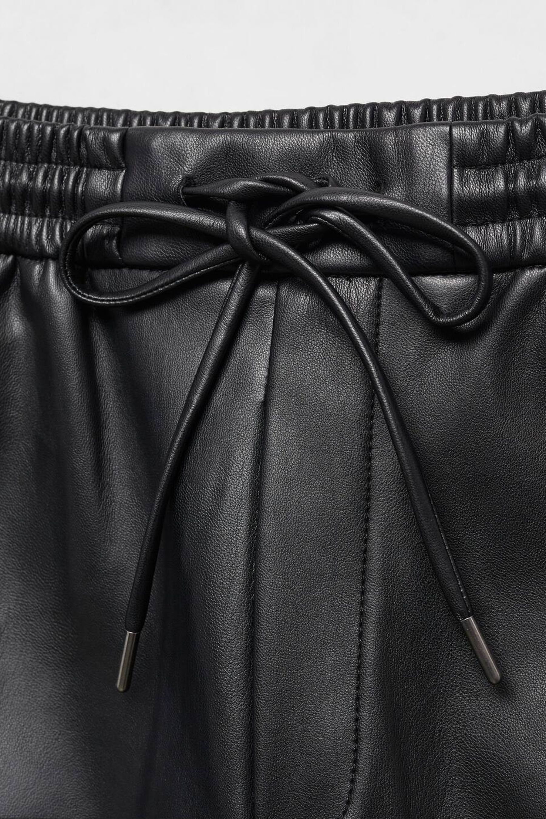 Buy Mango Black Leather Effect Elastic Waist Trousers from the Next UK online shop