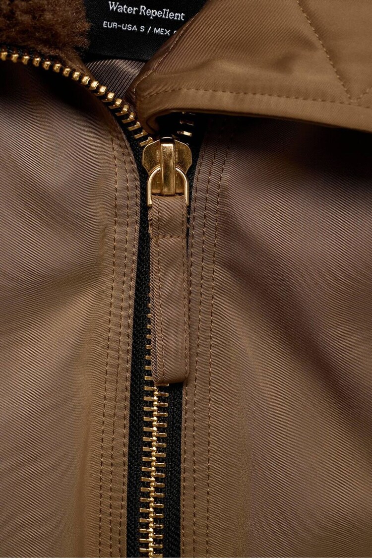 Mango Brown Bomber Jacket With Fleece Lining - Image 6 of 6