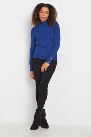 M&Co Blue Button Detail Turtle Neck Jumper - Image 2 of 5