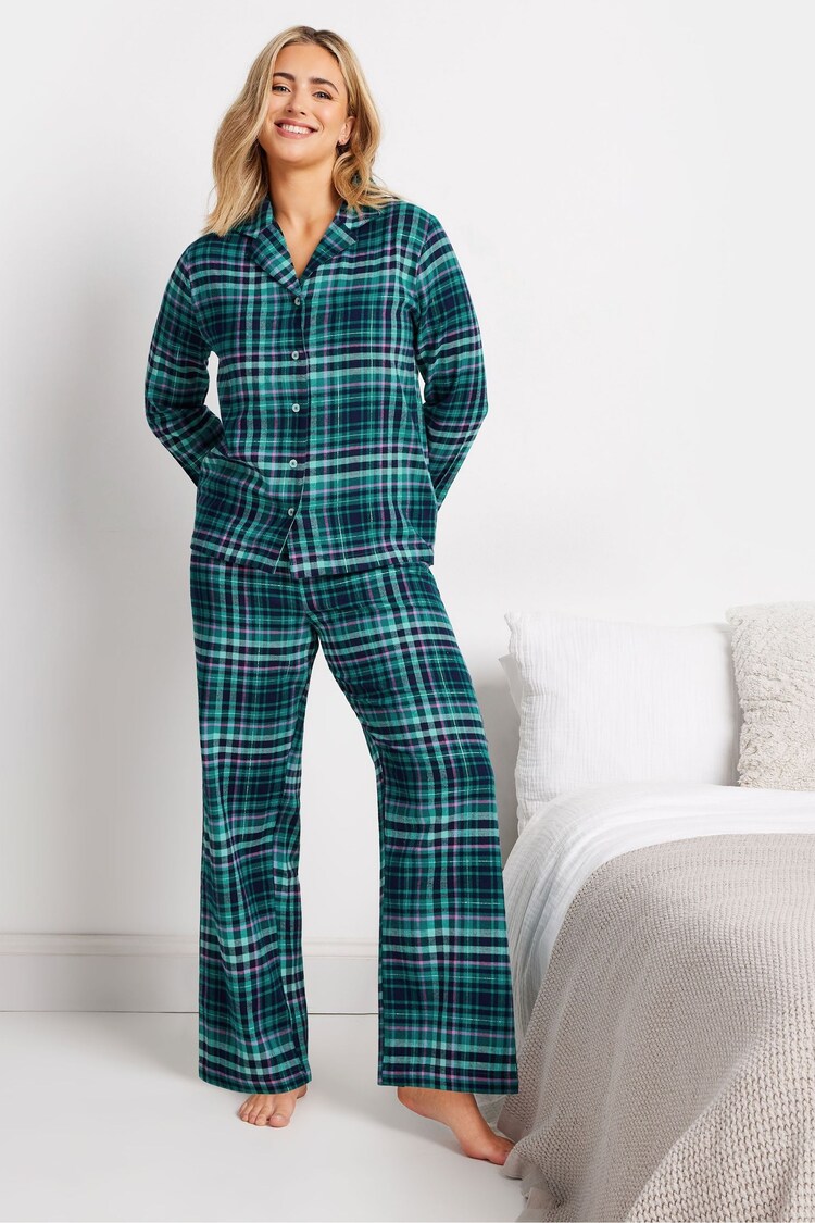 M&Co Blue Check 100% Cotton Pyjamas Set - Image 2 of 5