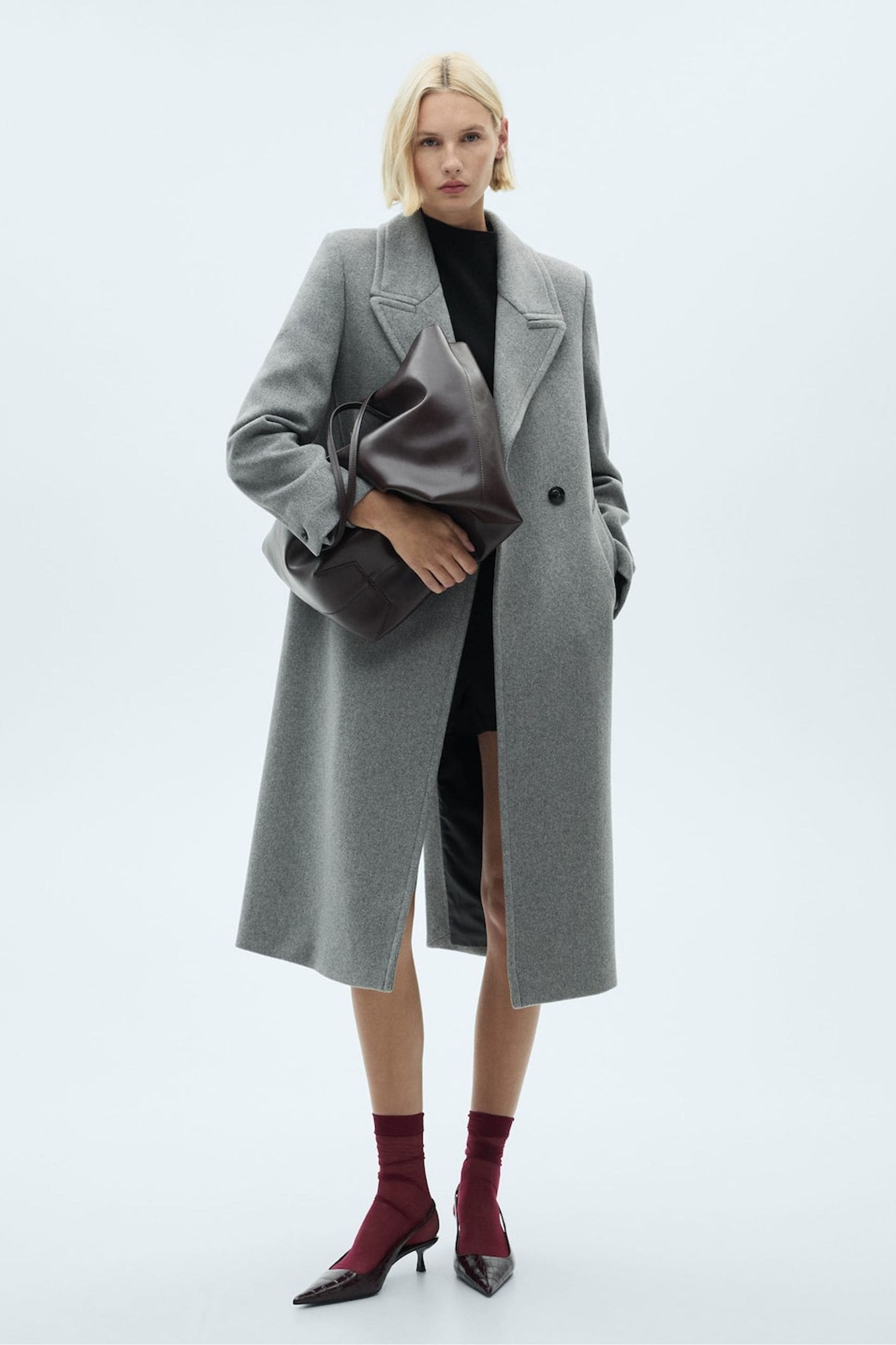 Buy Mango Grey Wool Blend Coat from the Next UK online shop