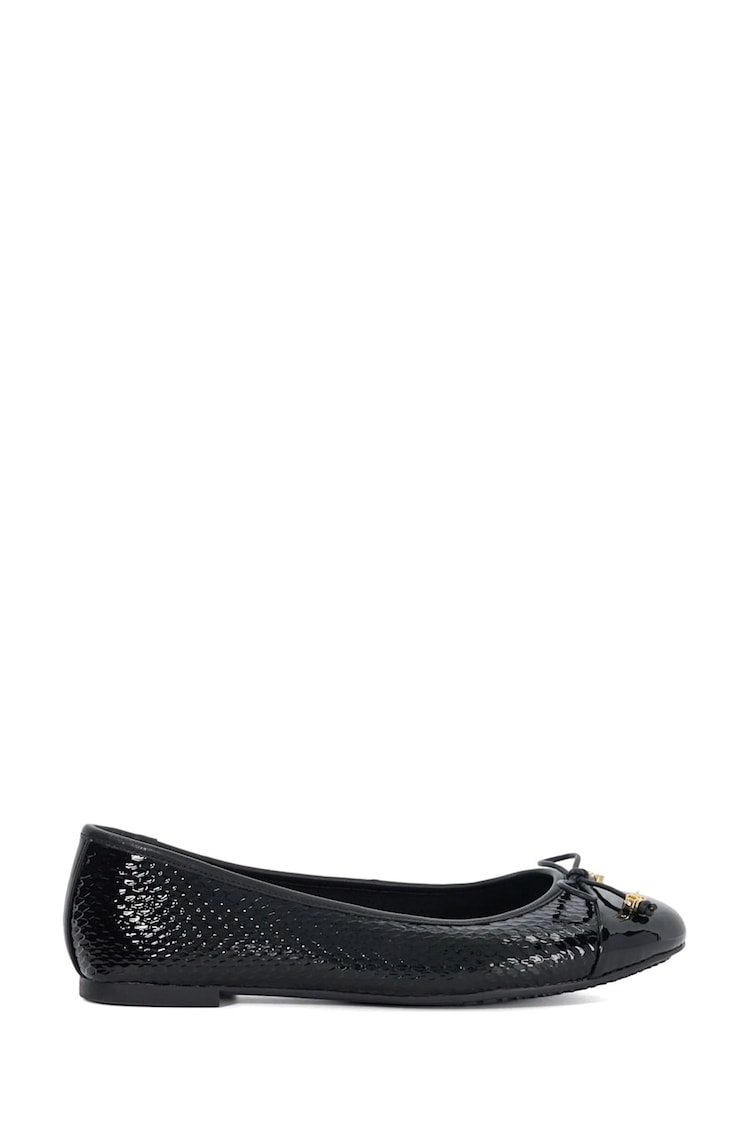 Dune London Black Wide Fit Hallo Charm Trim Ballet Shoes - Image 2 of 6