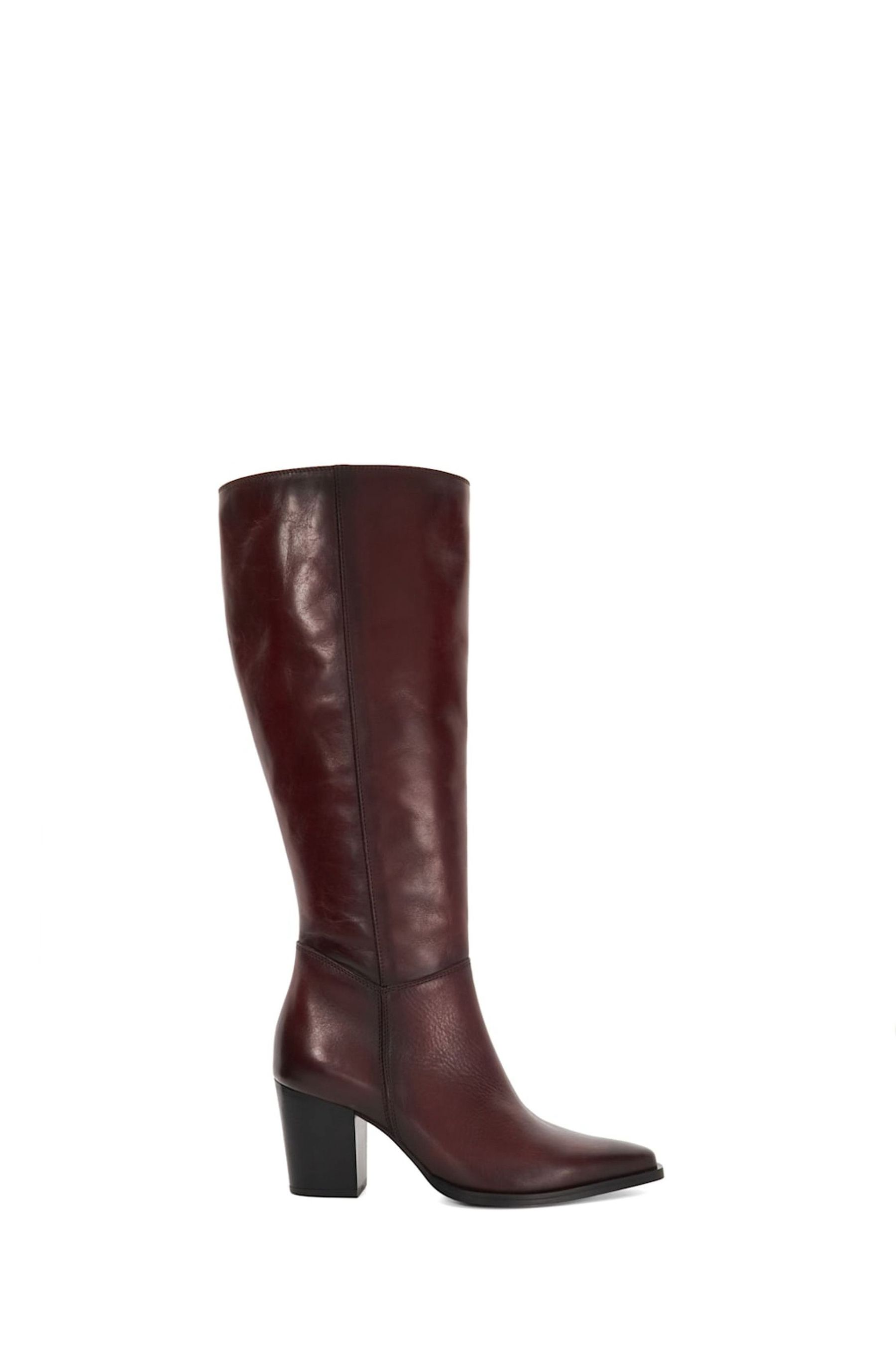 Dune London Red Silahs Smart Western Knee High Boots 4 Womens
