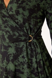 Roman Green Tie Dye Wrap Detail Stretch Dress - Image 5 of 5