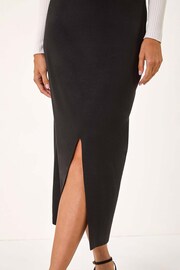 Roman Black Front Split Knitted Midi Skirt - Image 5 of 5