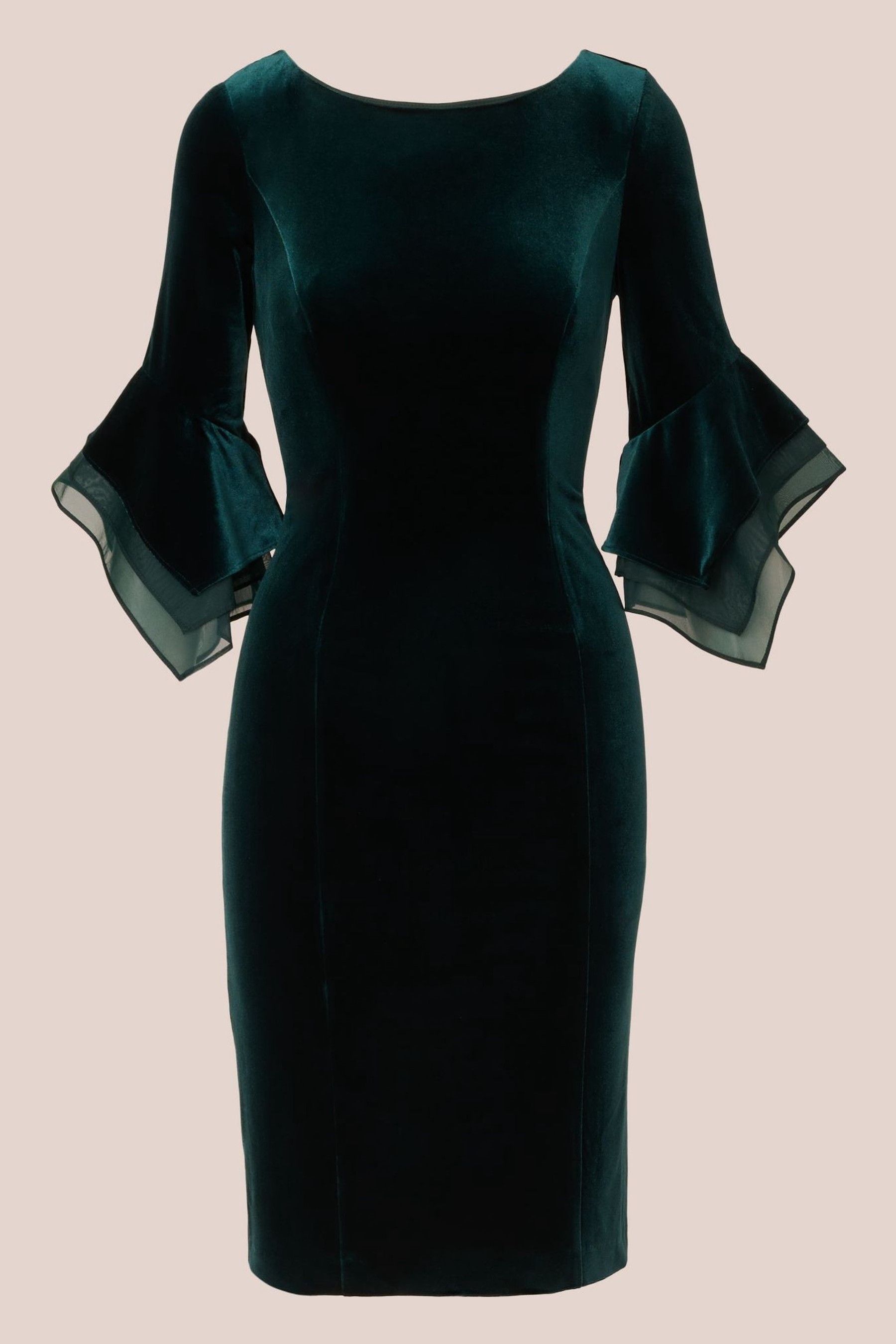 Buy Adrianna Papell Velvet Bell Sleeve Short Green Dress from Next USA