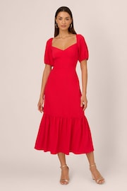 Adrianna Papell Orange Puff Sleeve Midi Dress - Image 1 of 7