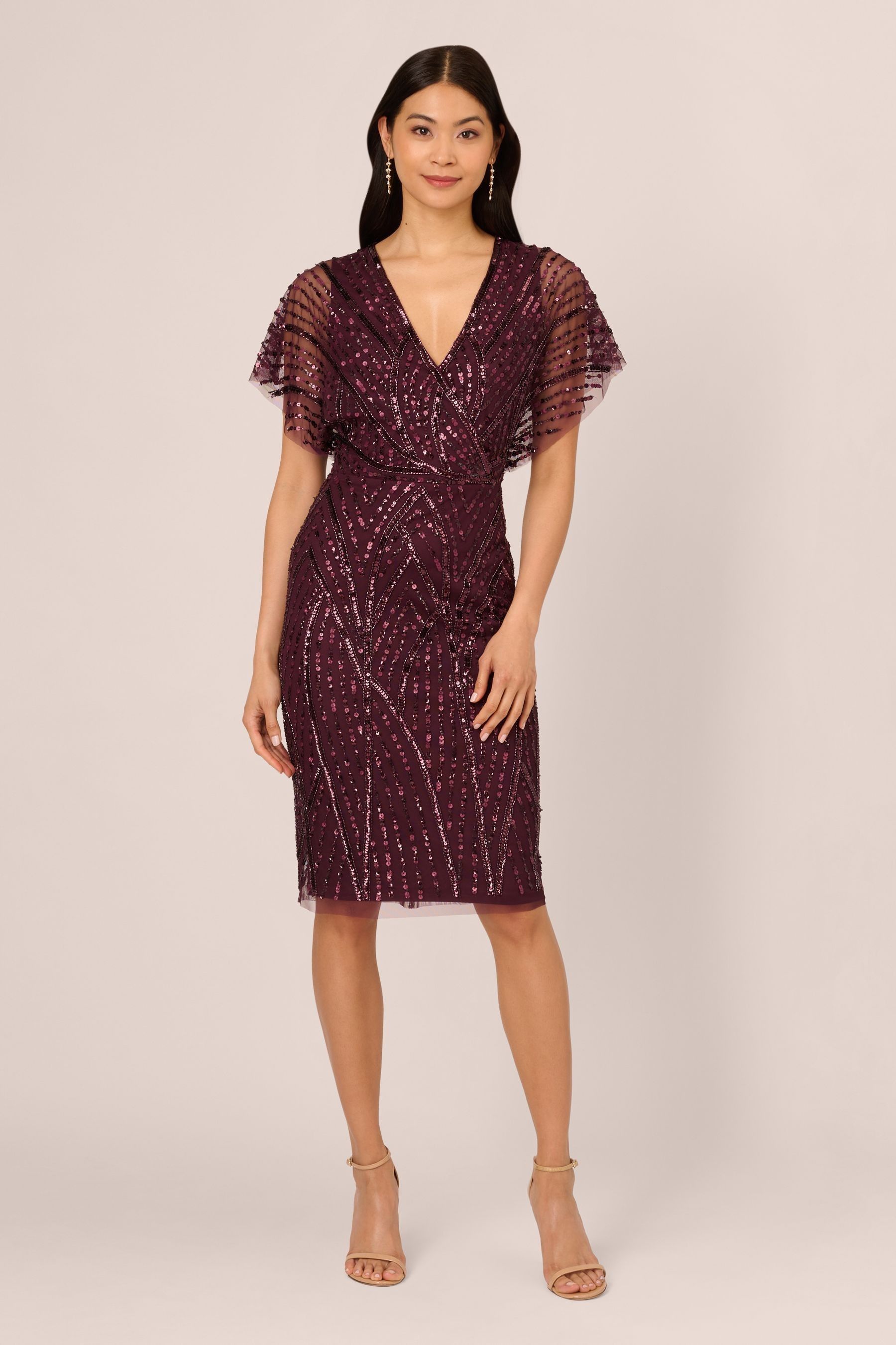 Adrianna papell aubergine dress cheap