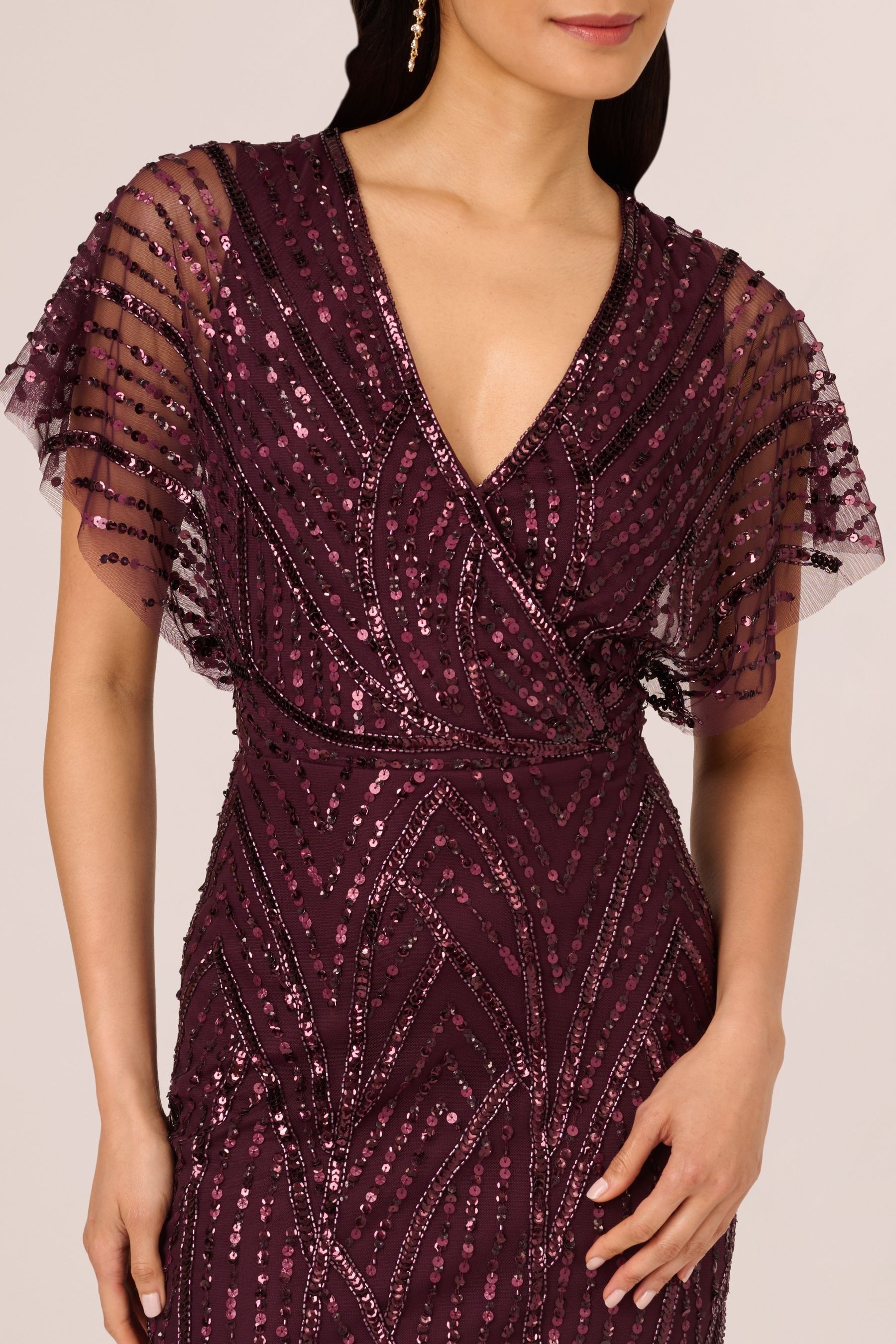 Buy Adrianna Papell Purple Beaded Dolman Sleeve Dress from Next Luxembourg