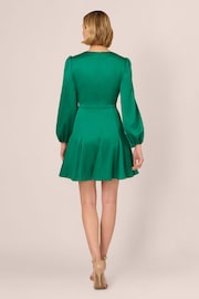 Adrianna Papell Green Godet Faux Wrap Short Dress - Image 2 of 7