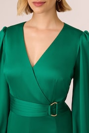 Adrianna Papell Green Godet Faux Wrap Short Dress - Image 4 of 7