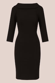 Adrianna Papell Rolled Neck Crepe Midi Black Dress - Image 6 of 7